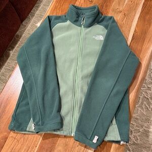 The North Face Two-Tone Sage and Forest Green Fleece Jacket Size Large